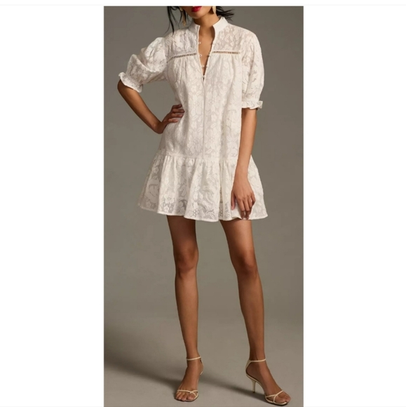 Anthropologie | Dresses | Anthropologie Porridge Womens White Tiered Lace  Tunic Dress | Poshmark